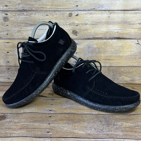 WORLD BOOTS Sz 7 Mens Moccasins 100% Leather Suede Hemera Skirt Style True Black - Picture 14 of 16